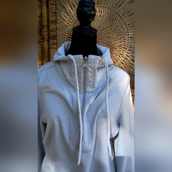 Tommy Bahama Reversable Light Gray Quarter-Zip Pullover Sweater Tunic_Large - Picture 3 of 7